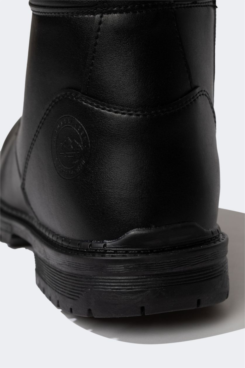 رجال أسود بوت رجالي بكعب مسطح