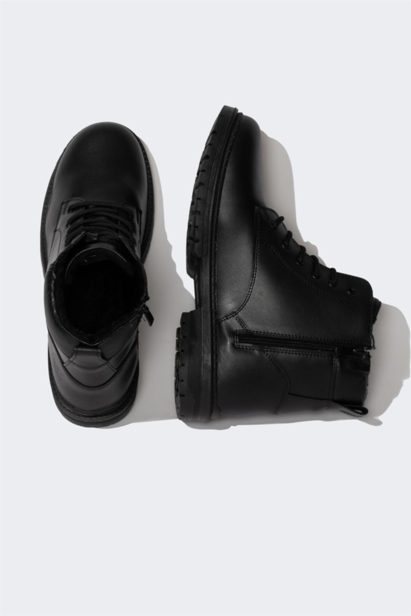 رجال أسود بوت رجالي بكعب مسطح