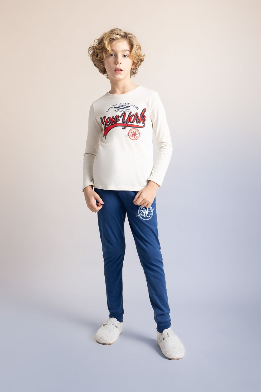 BOYS & TEENS Stone 2 piece Regular Fit Knitted Pyjamas