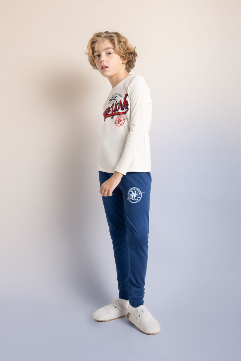 BOYS & TEENS Stone 2 piece Regular Fit Knitted Pyjamas