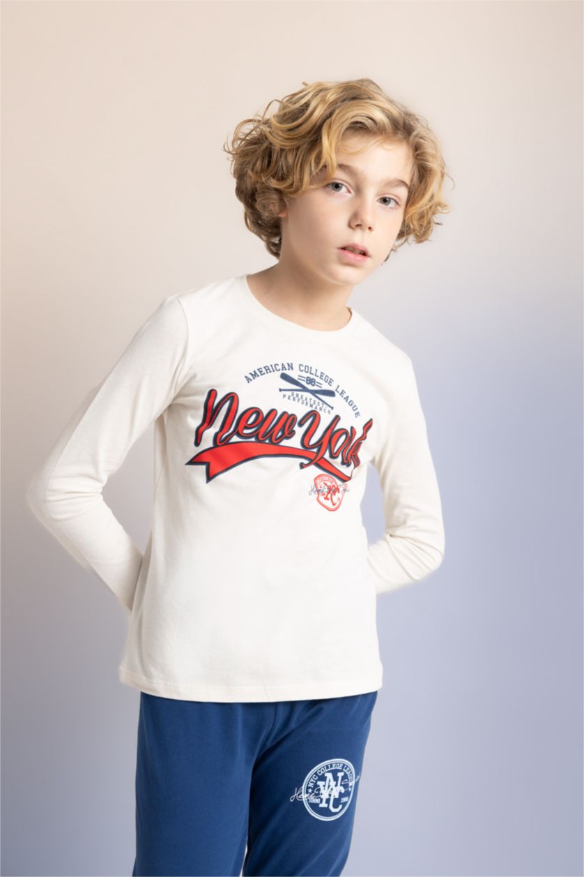 BOYS & TEENS Stone 2 piece Regular Fit Knitted Pyjamas