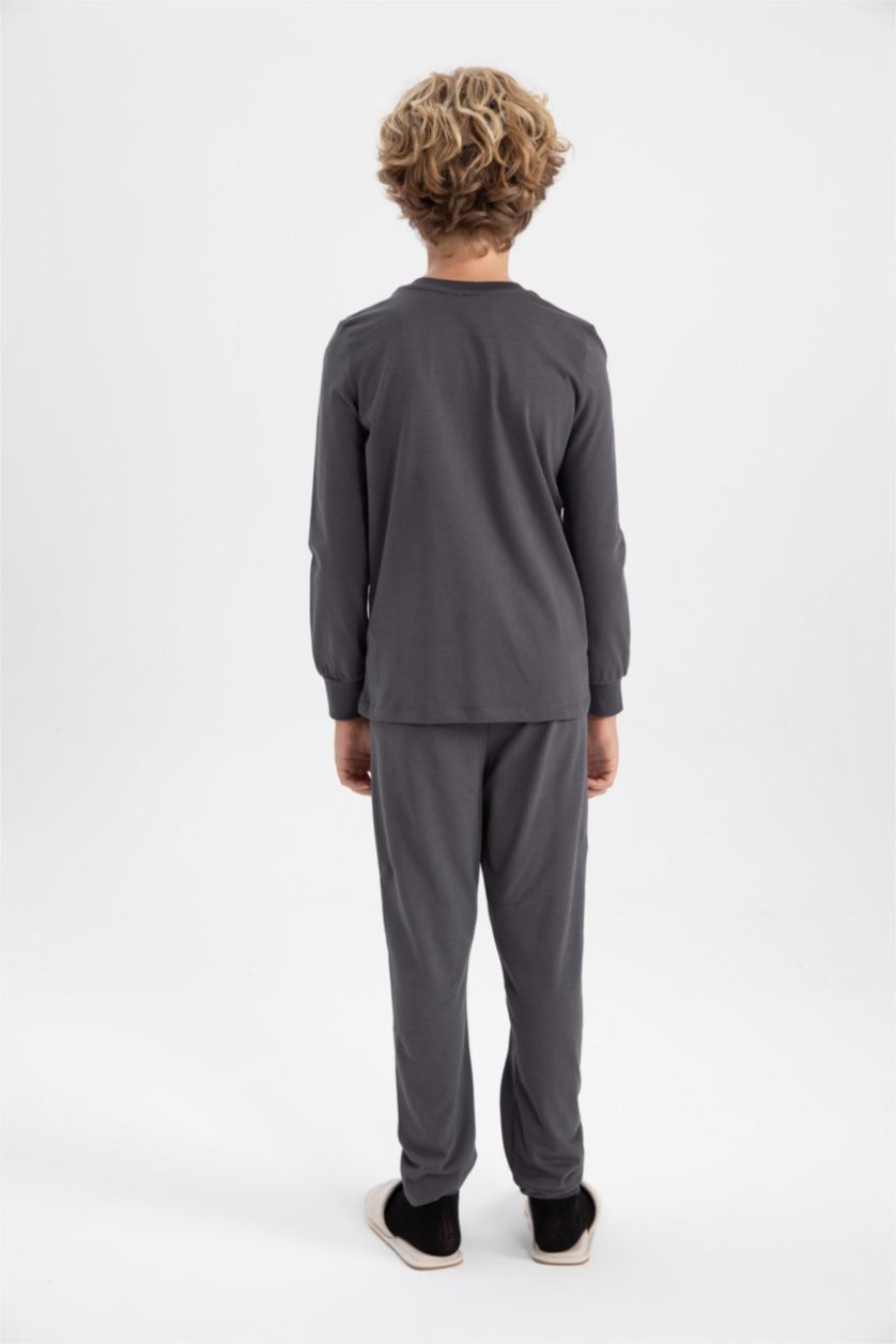 Erkek Çocuk - Genç Erkek Antrasit Erkek Çocuk SpongeBob Uzun Kollu Penye Pijama Takımı