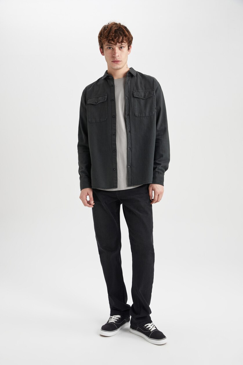 رجالي أنثرا Regular Fit Cotton Long Sleeve Shirt
