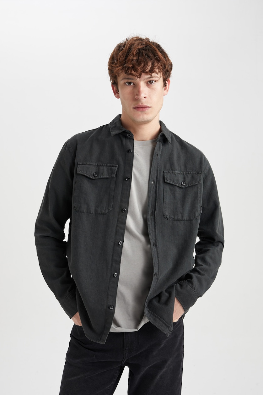 رجالي أنثرا Regular Fit Cotton Long Sleeve Shirt