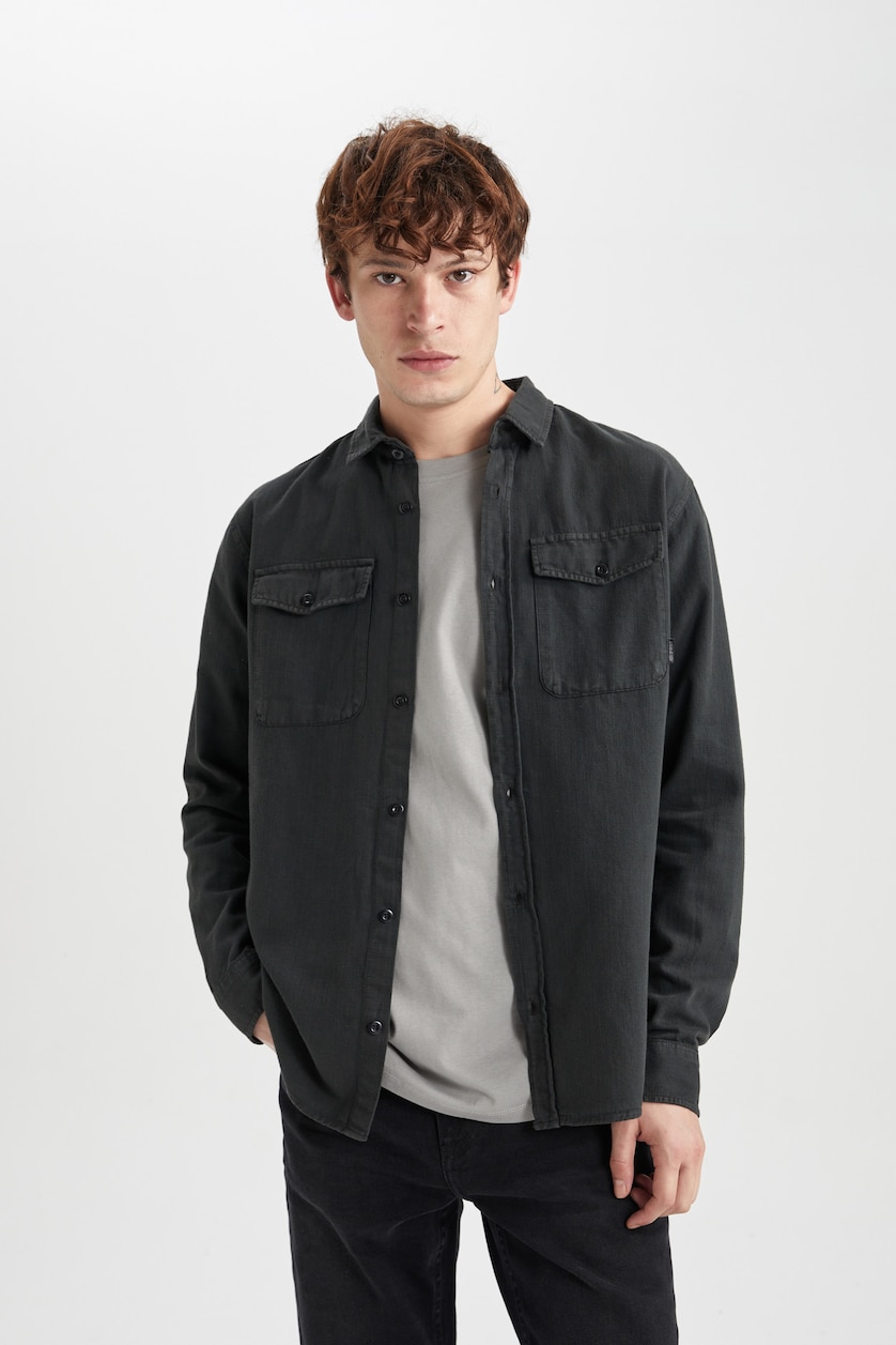 رجالي أنثرا Regular Fit Cotton Long Sleeve Shirt