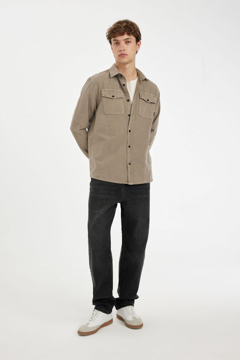 Мужчины Визон Рубашка стандартного кроя из хлопка