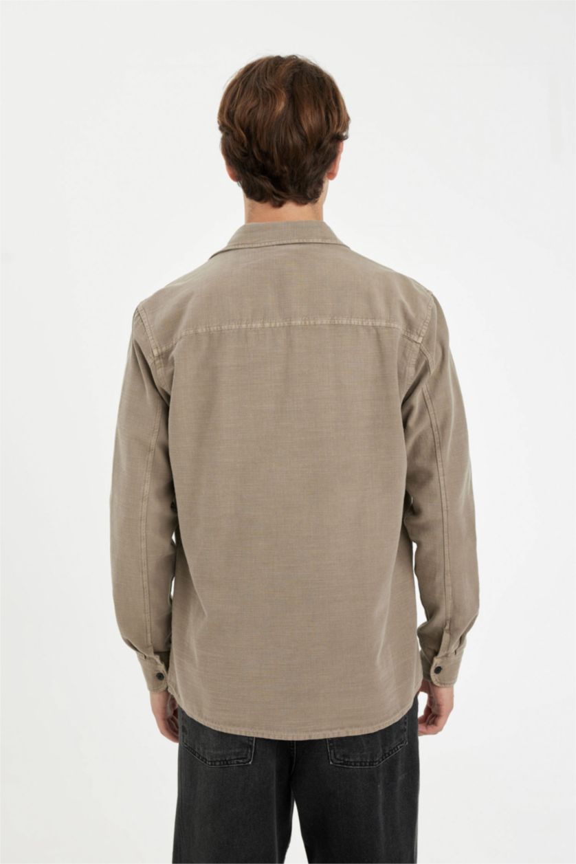 Мужчины Визон Рубашка стандартного кроя из хлопка