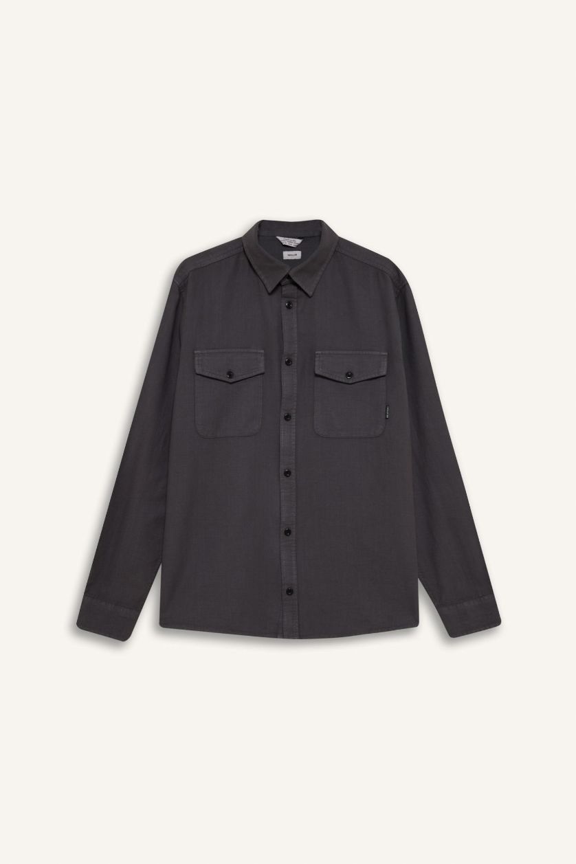 Man Anthracite Regular Fit Cotton Long Sleeve Shirt