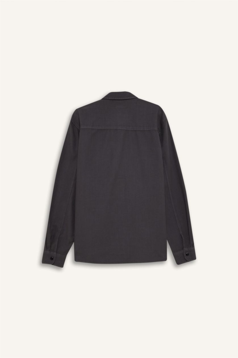 Man Anthracite Regular Fit Cotton Long Sleeve Shirt