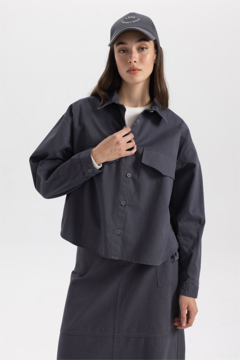 Жіночий Антрацит Relax Fit Gabardine Long Sleeve Tunic