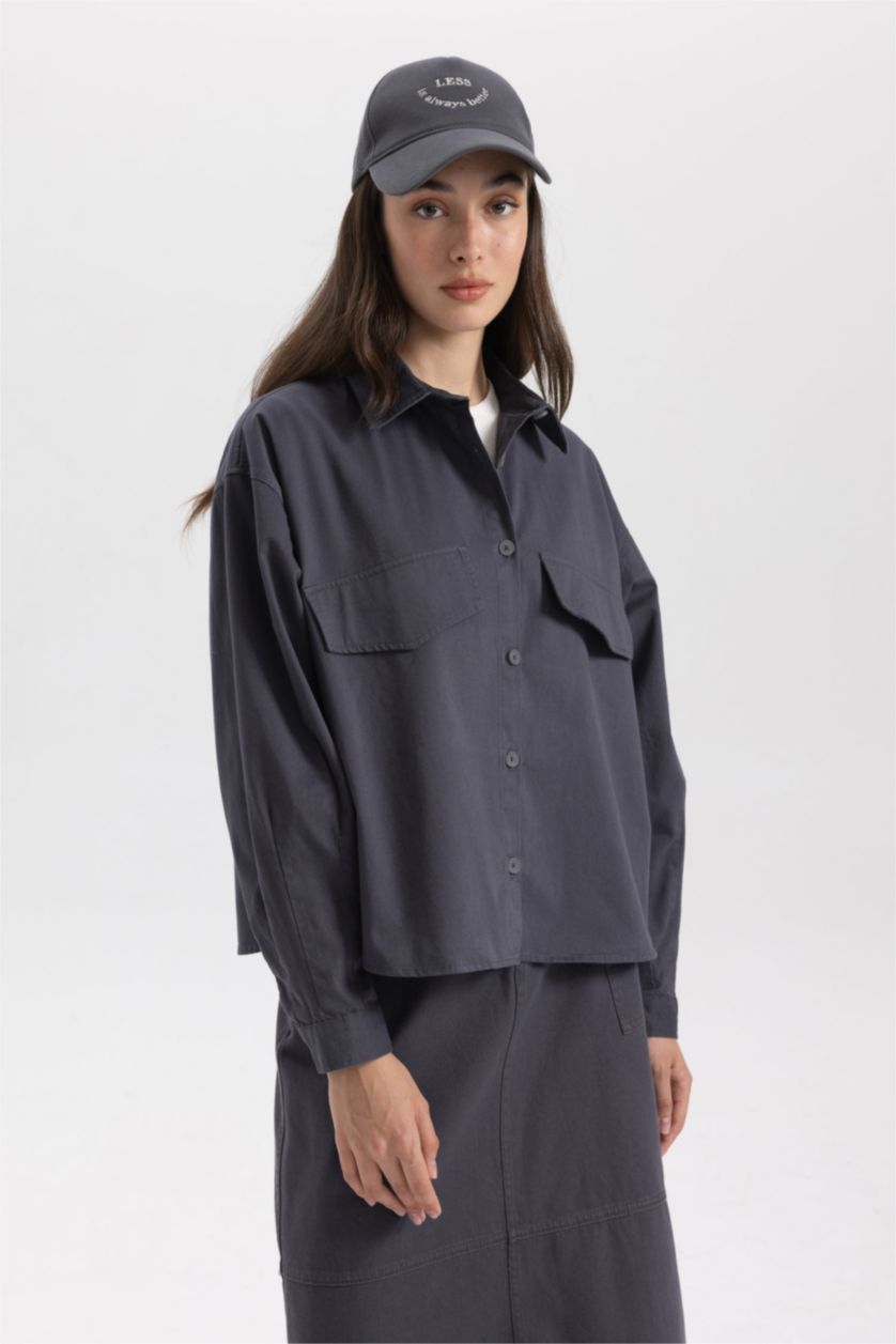 Жіночий Антрацит Relax Fit Gabardine Long Sleeve Tunic