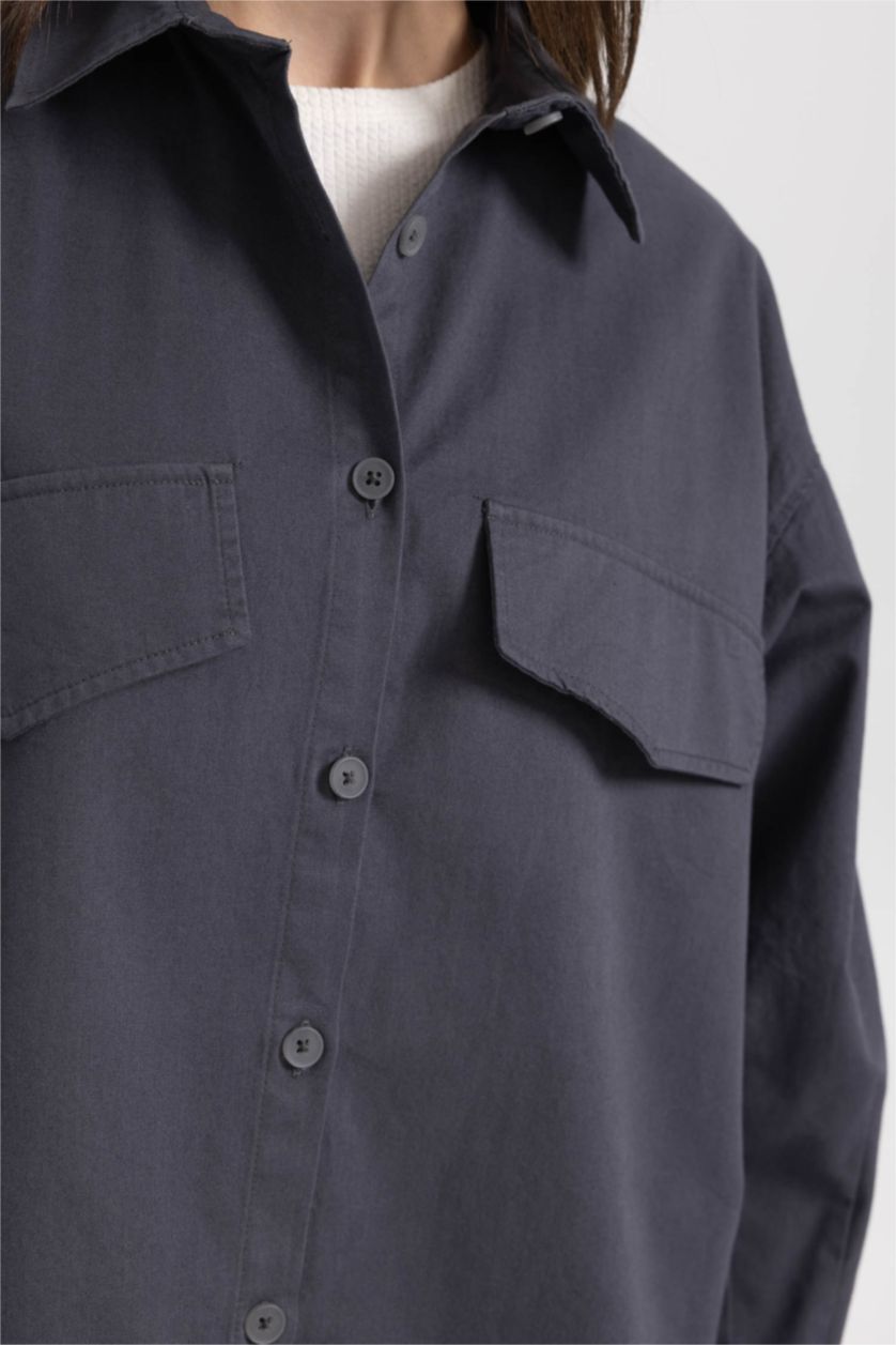 Жіночий Антрацит Relax Fit Gabardine Long Sleeve Tunic