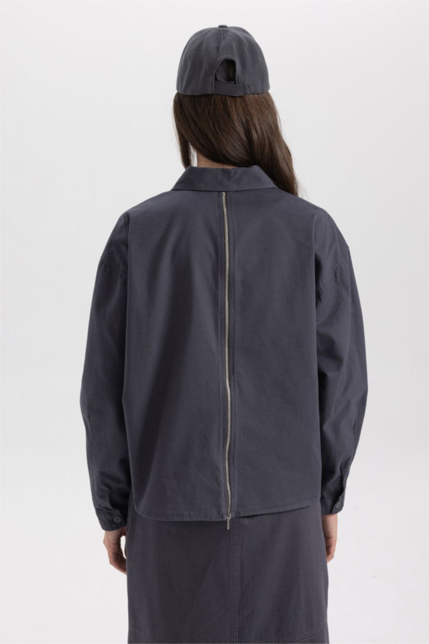 Жіночий Антрацит Relax Fit Gabardine Long Sleeve Tunic