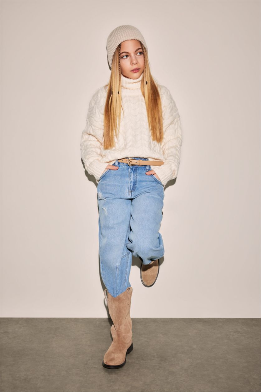 GIRLS & TEENS Light Blue بنطلون جينز قصة فضفاضة
