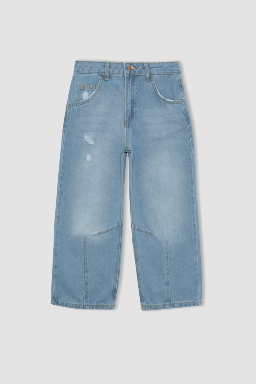 GIRLS & TEENS Light Blue بنطلون جينز قصة فضفاضة