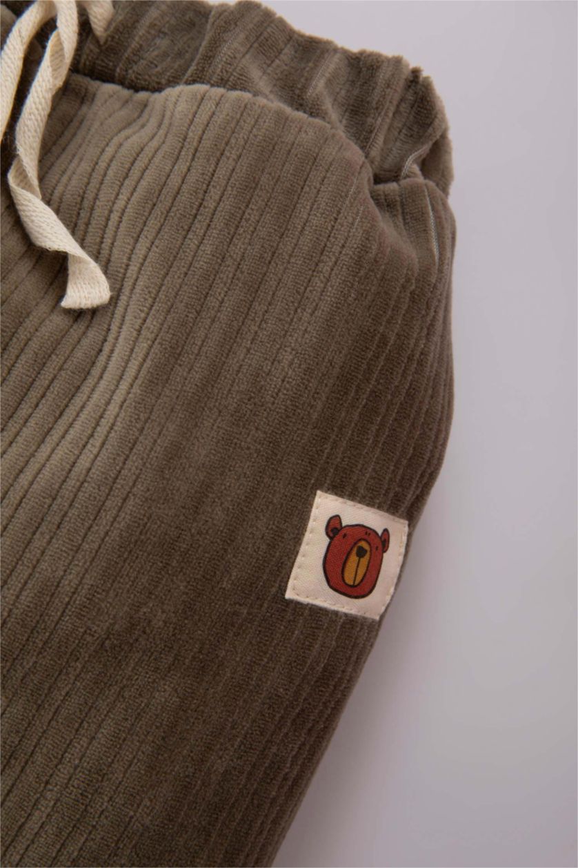 BABY GIRL Light Khaki Baby Boy Lace Velvet Sweatpants