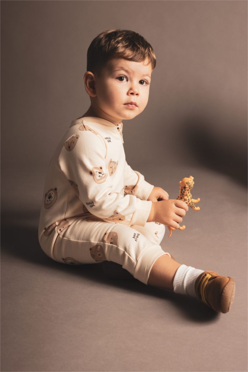 BABY GIRL Sand Baby Boy Newborn Bear Printed Thick Jumpsuit Booties 2 Piece Set