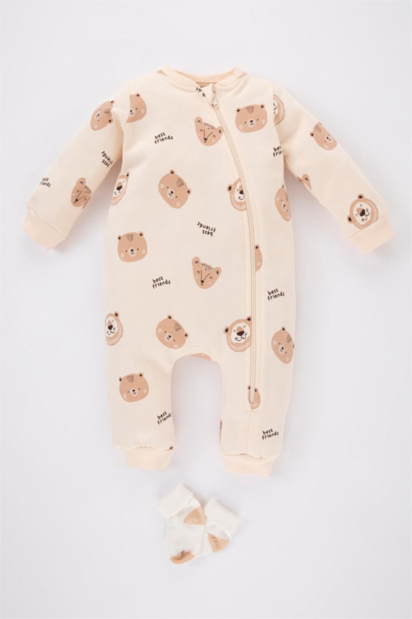 BABY GIRL Sand Baby Boy Newborn Bear Printed Thick Jumpsuit Booties 2 Piece Set