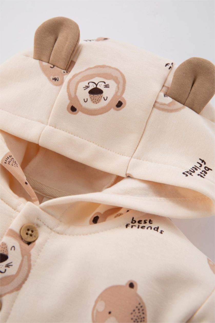 BÉBÉ GARÇON Beige Ensemble De T-Shirt à Manches Longues Et Sweat-Shirt à Motifs Et Pantalon Pour Bébé Garçon - 3 Pièces