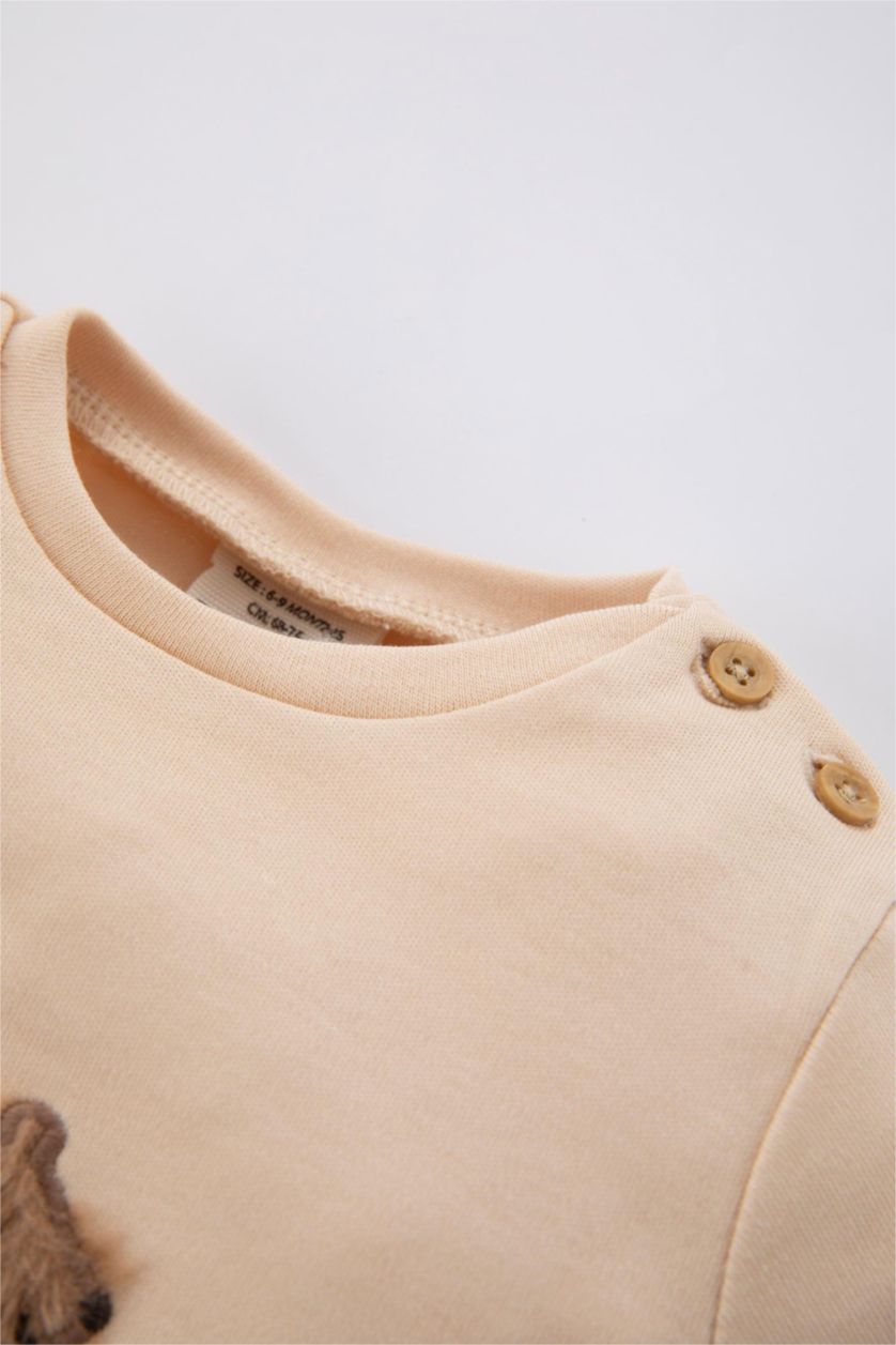 BÉBÉ GARÇON Beige Ensemble De T-Shirt à Manches Longues Et Sweat-Shirt à Motifs Et Pantalon Pour Bébé Garçon - 3 Pièces