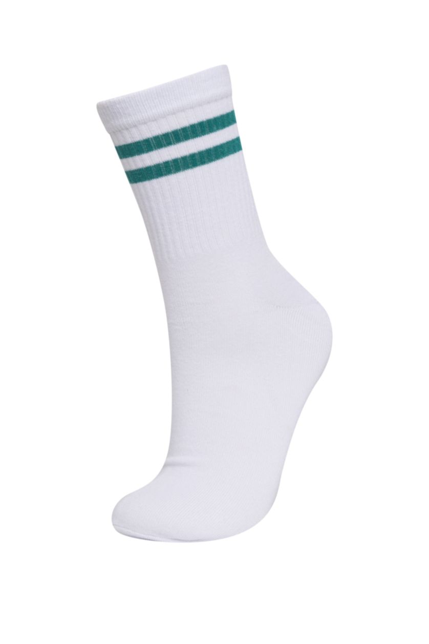 WOMAN White 3 piece Cotton Long sock