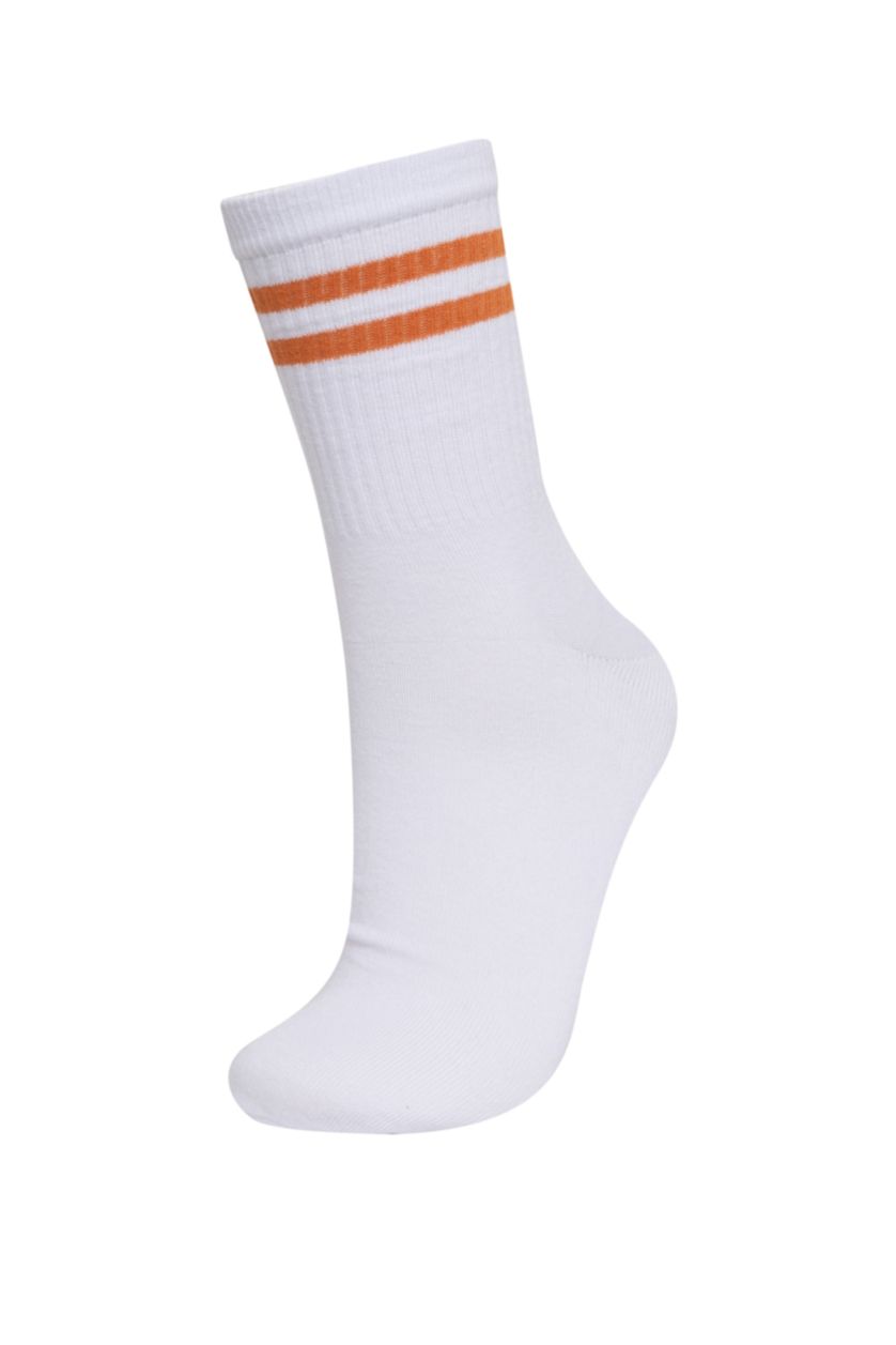 WOMAN White 3 piece Cotton Long sock