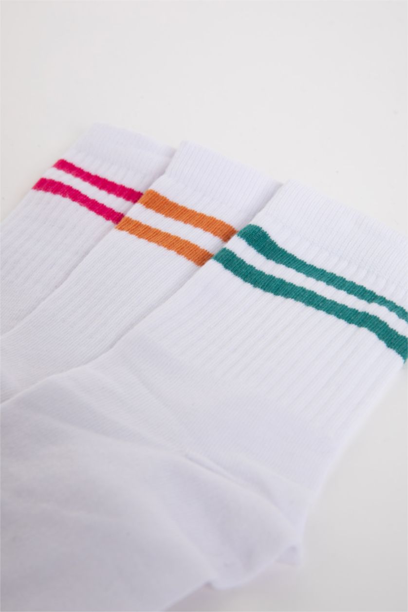 WOMAN White 3 piece Cotton Long sock