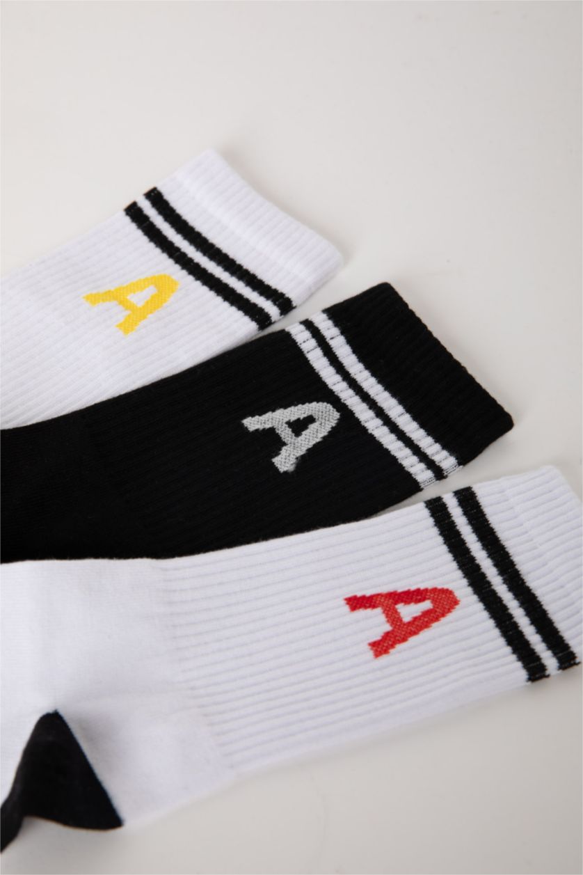 MAN MIXED Man Character Printed 3 Piece Cotton Long Socks