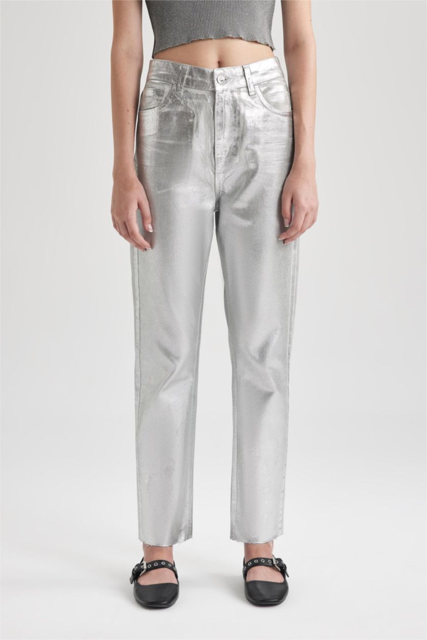 حريمي رمادي بنطلون جينز قصة مستقيمة