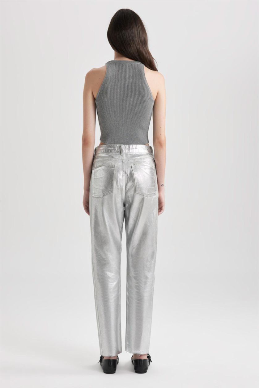 حريمي رمادي بنطلون جينز قصة مستقيمة