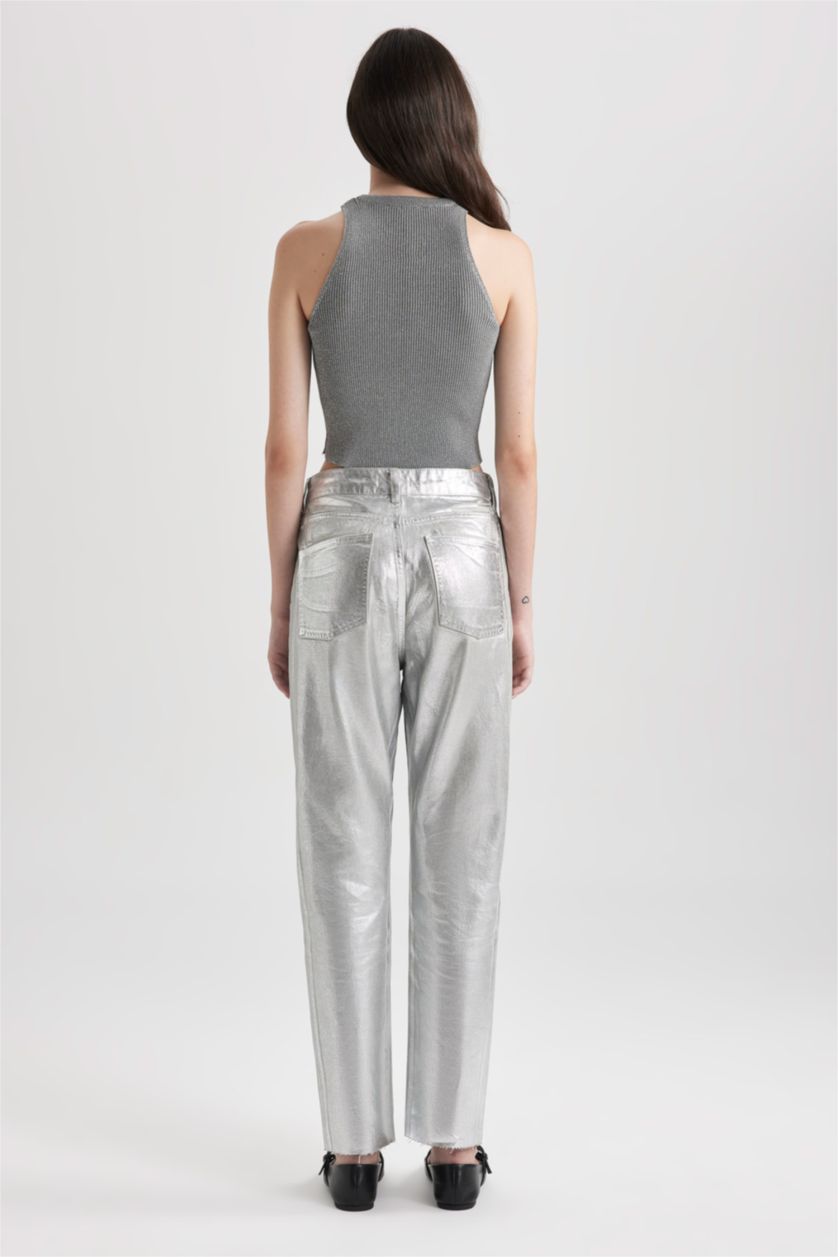 حريمي رمادي بنطلون جينز قصة مستقيمة