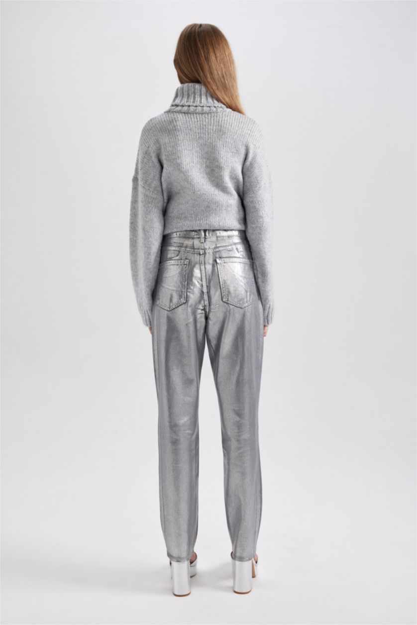 حريمي رمادي بنطلون جينز قصة مستقيمة