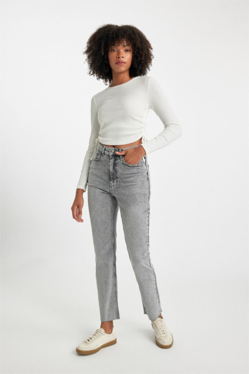 WOMAN Grey High Waist Trousers