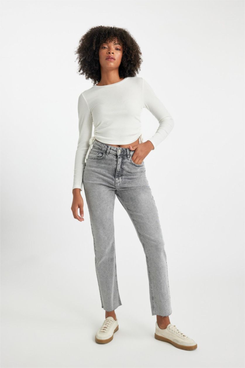WOMAN Grey High Waist Trousers