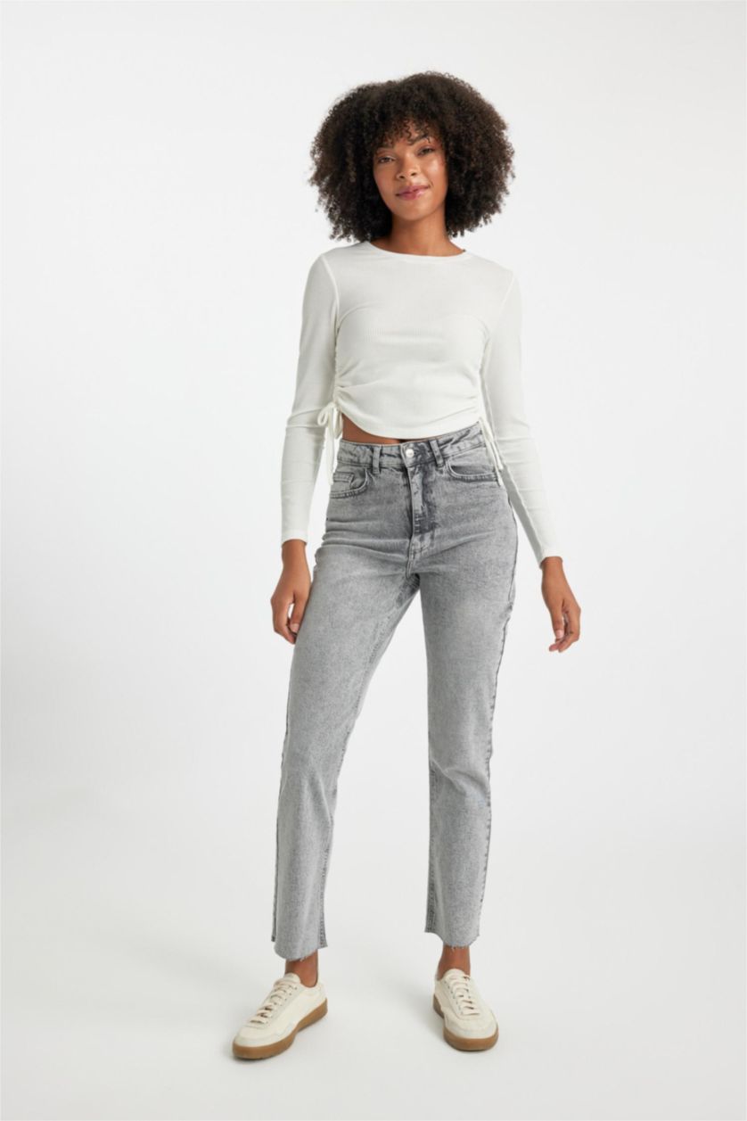 WOMAN Grey High Waist Trousers