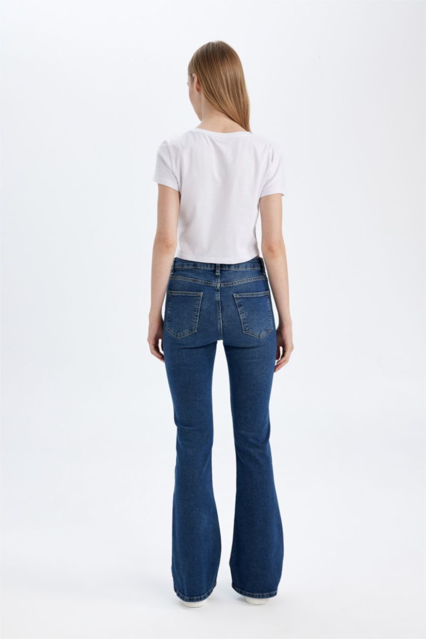 WOMAN Dark Blue Mia Flare Fit Normal Waist Flare Leg Long Jeans