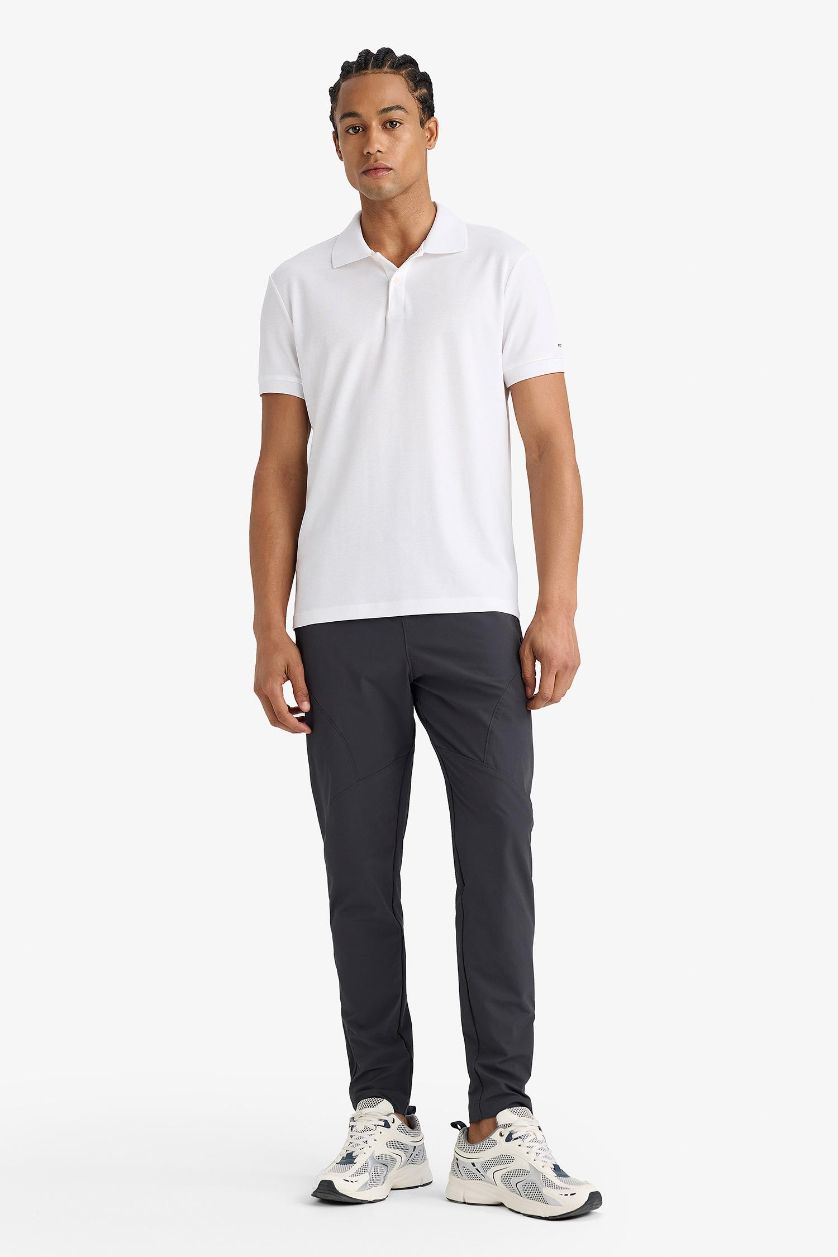 Erkek Antrasit Slim Fit Dar Kesim Çift Cepli Fermuarlı Paça Dokuma Jogger