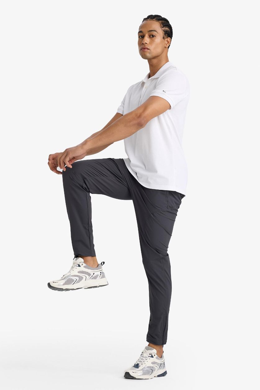 Erkek Antrasit Slim Fit Dar Kesim Çift Cepli Fermuarlı Paça Dokuma Jogger