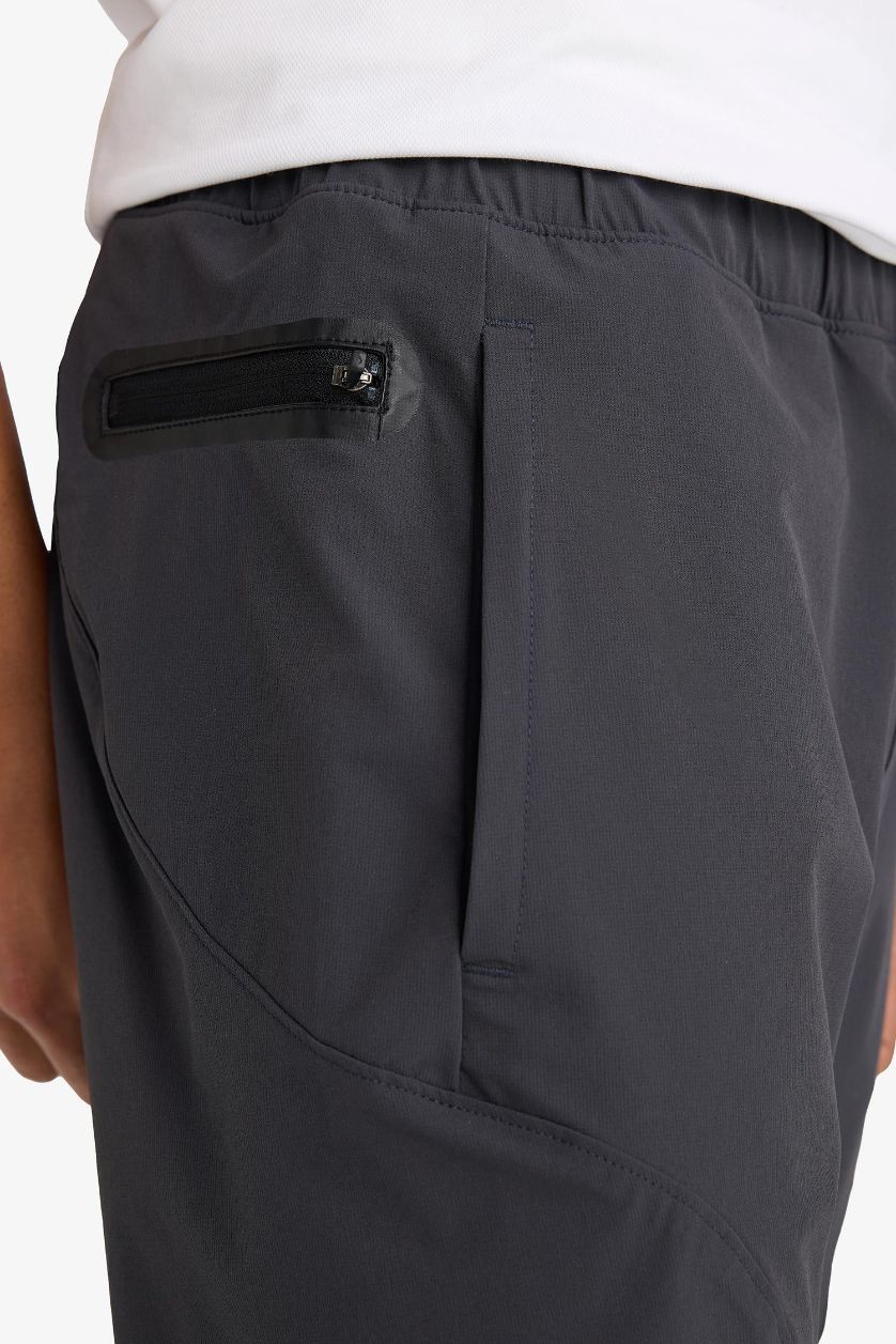 Erkek Antrasit Slim Fit Dar Kesim Çift Cepli Fermuarlı Paça Dokuma Jogger