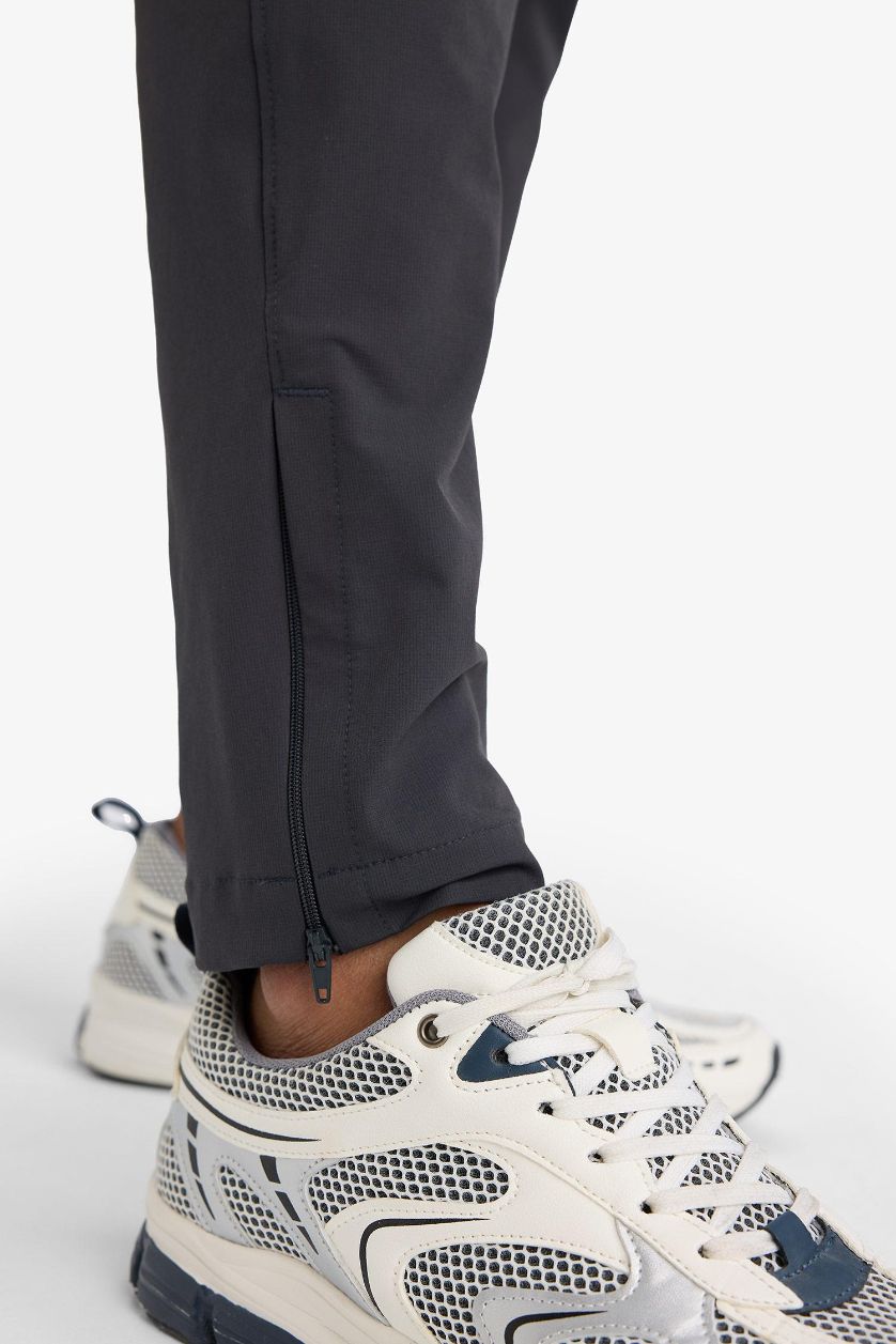 Erkek Antrasit Slim Fit Dar Kesim Çift Cepli Fermuarlı Paça Dokuma Jogger