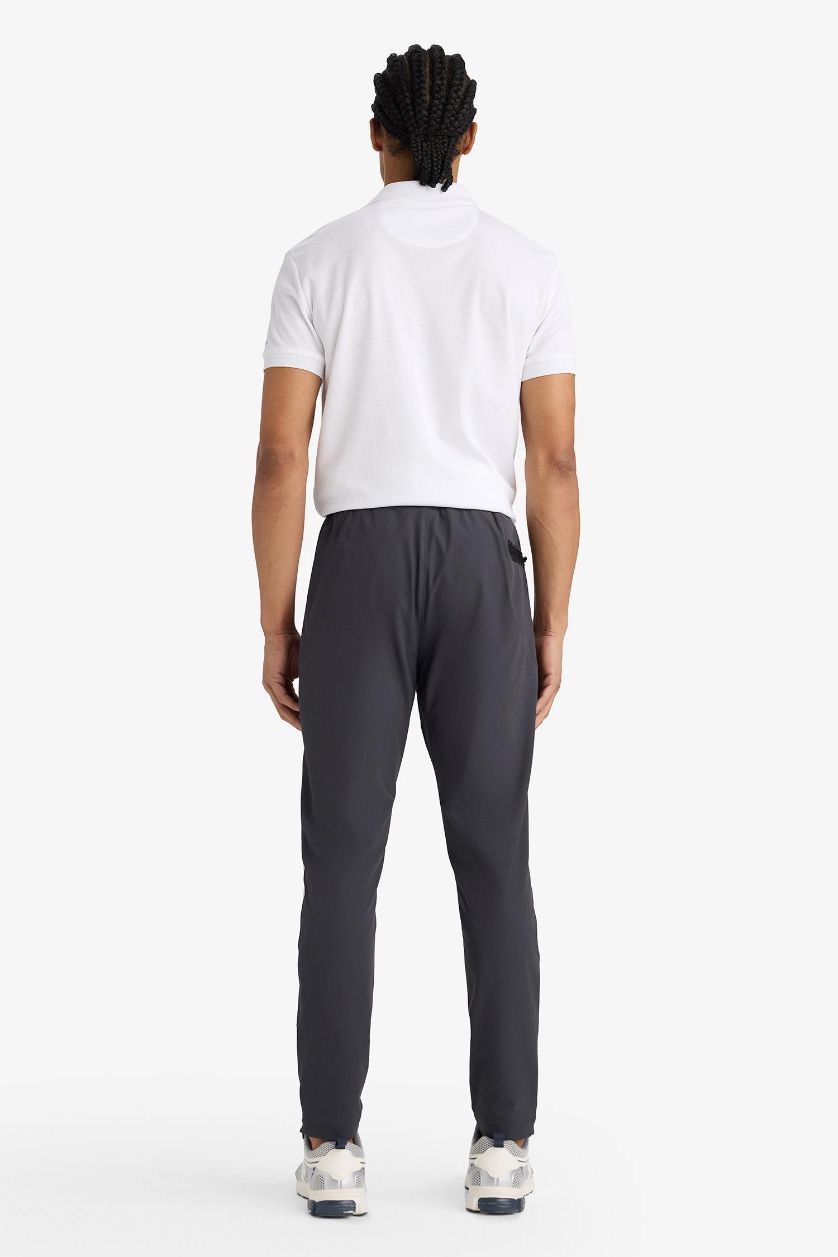 Erkek Antrasit Slim Fit Dar Kesim Çift Cepli Fermuarlı Paça Dokuma Jogger