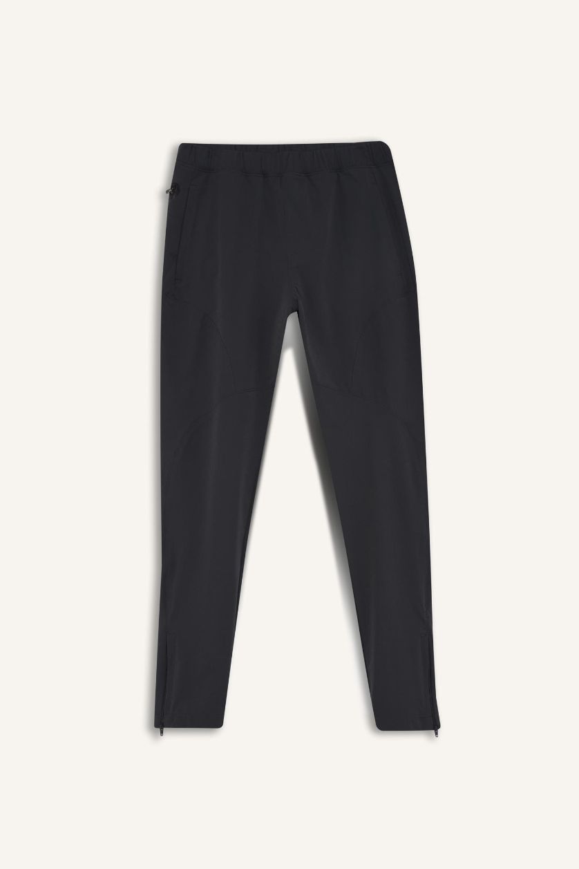 Erkek Antrasit Slim Fit Dar Kesim Çift Cepli Fermuarlı Paça Dokuma Jogger