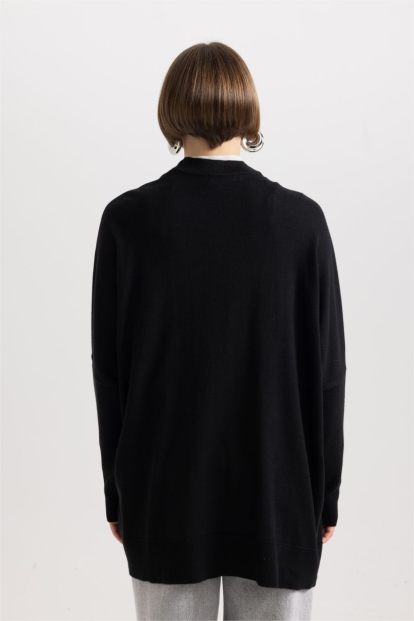 WOMAN Black Regular Fit V-Neck Cardigan