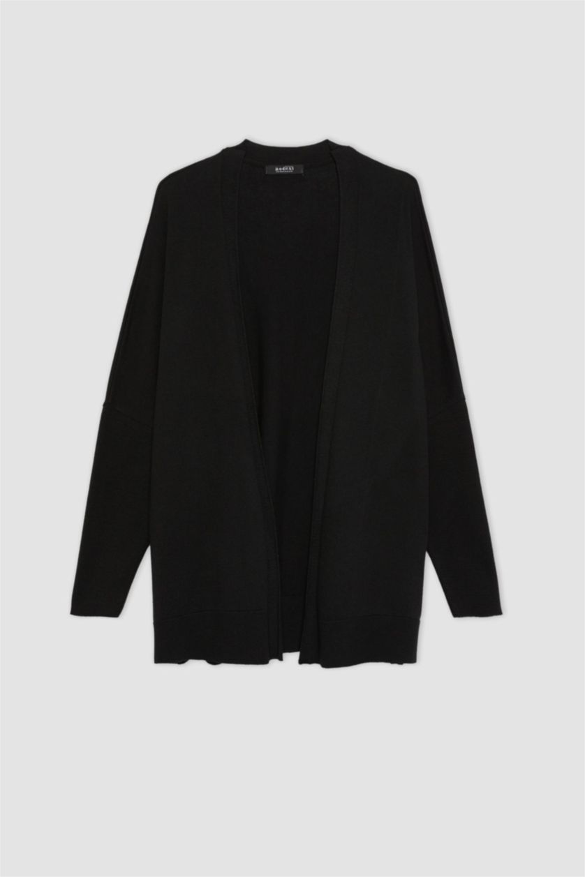 WOMAN Black Regular Fit V-Neck Cardigan