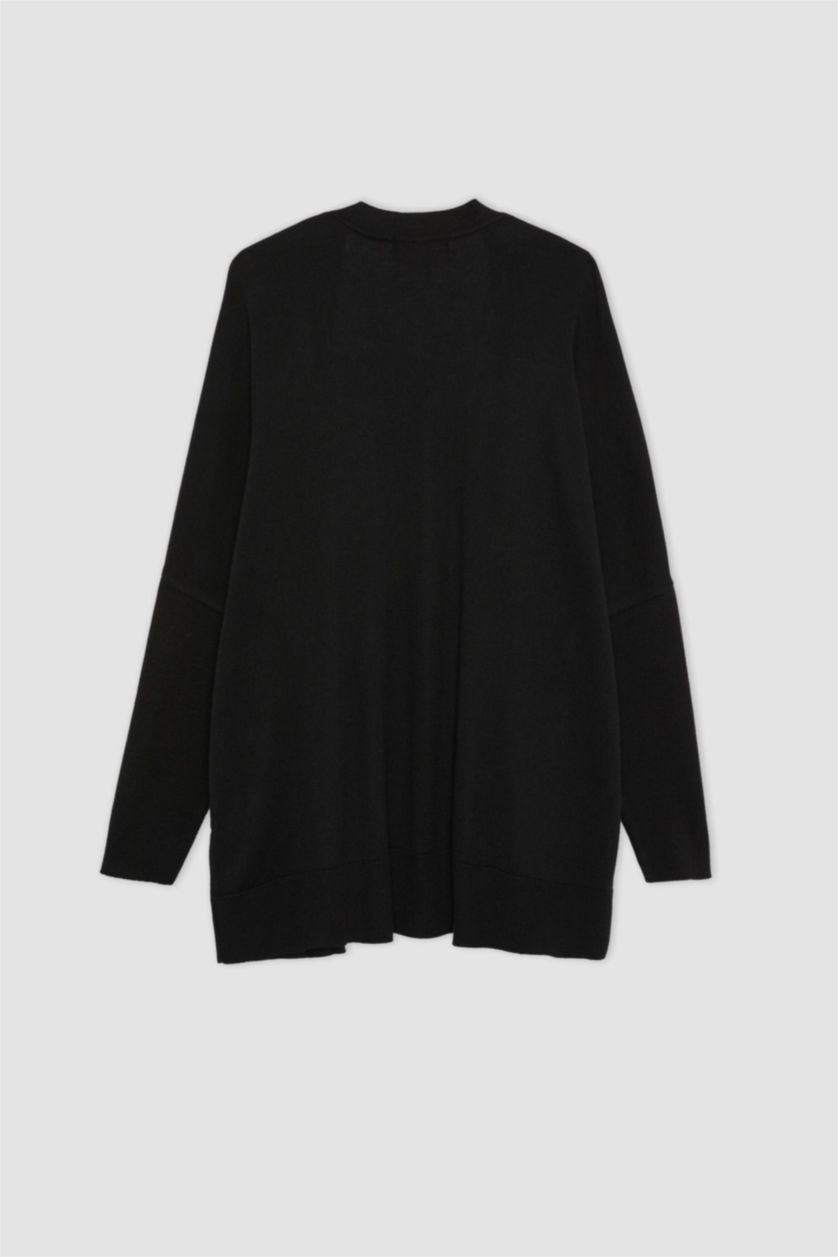 WOMAN Black Regular Fit V-Neck Cardigan