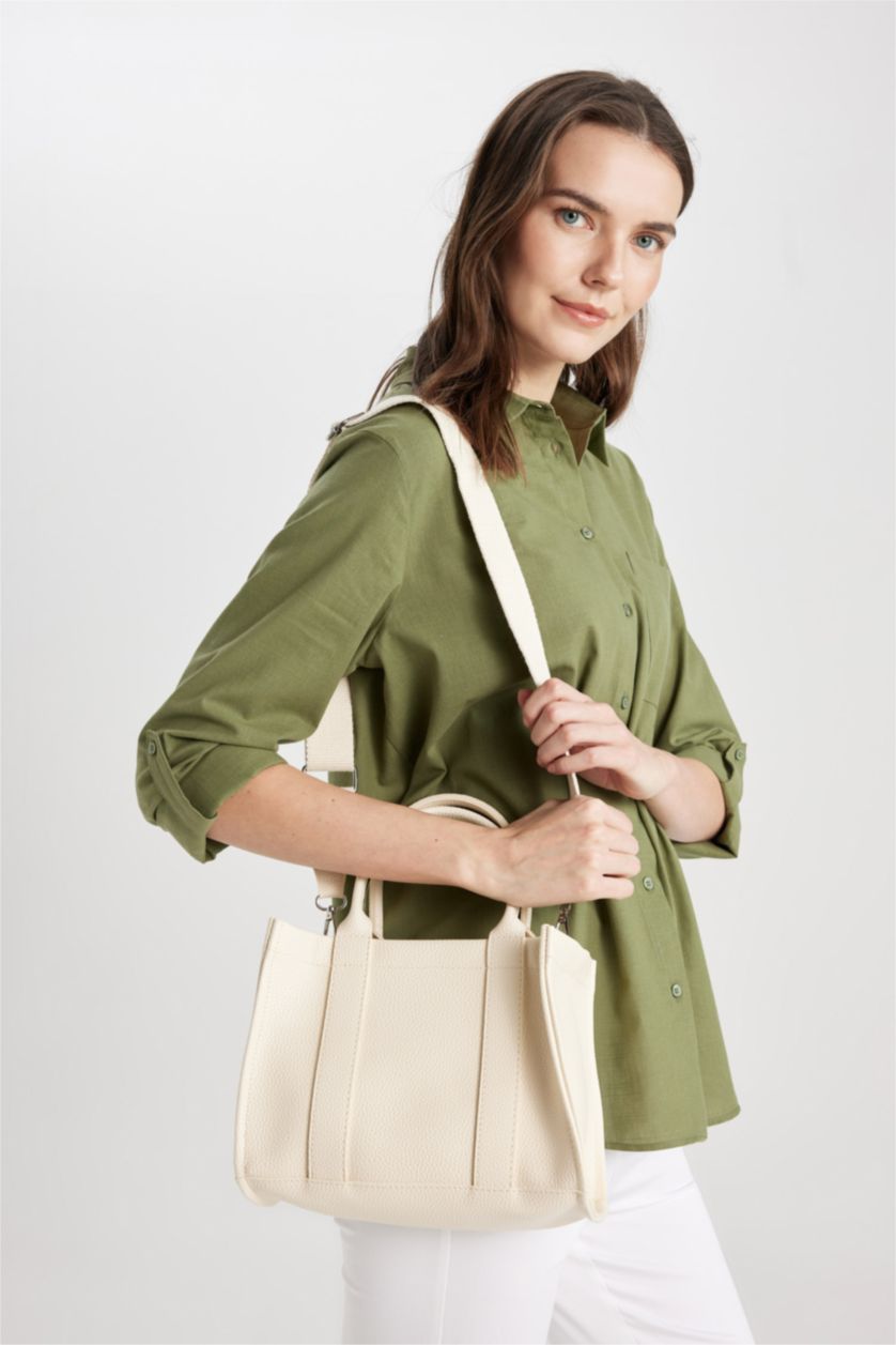 نساء بيج حقيبة يد نسائي جلد صناعي