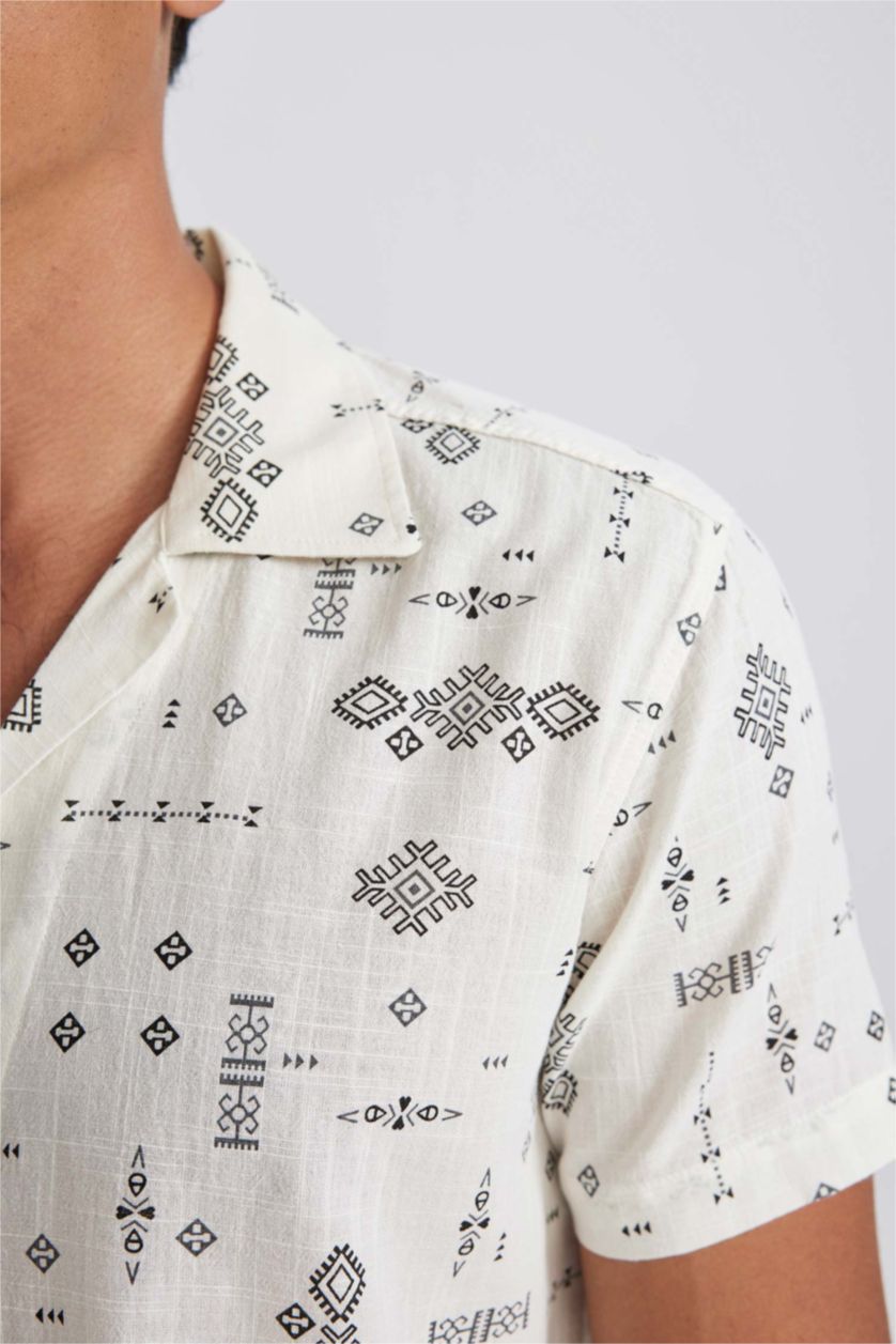 HOMME Blanc Chemise Coupe Slim À Manches Courtes