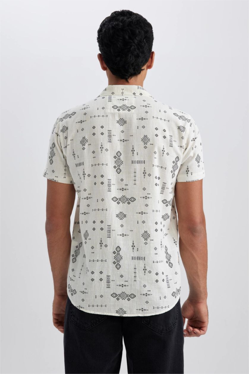 HOMME Blanc Chemise Coupe Slim À Manches Courtes