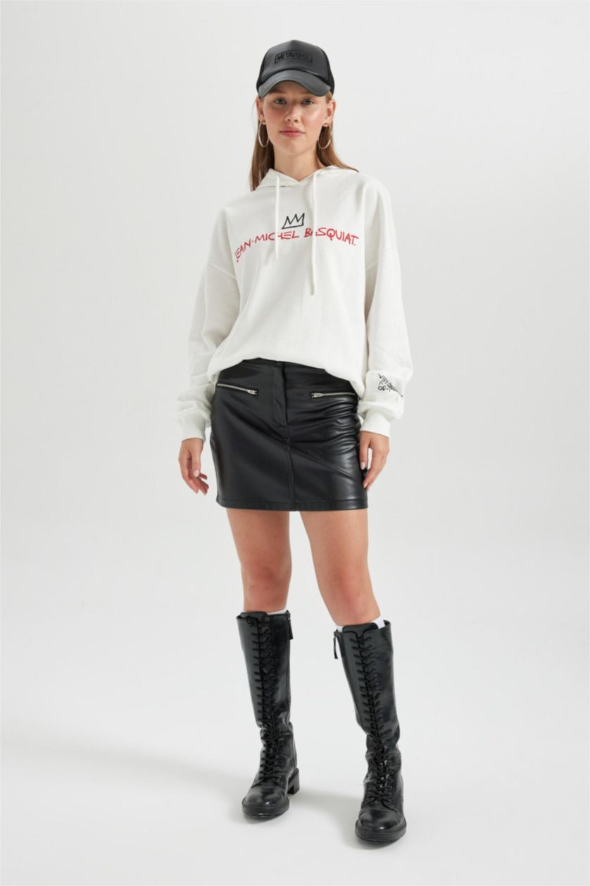 Kadın Siyah A Kesim Mini Etek