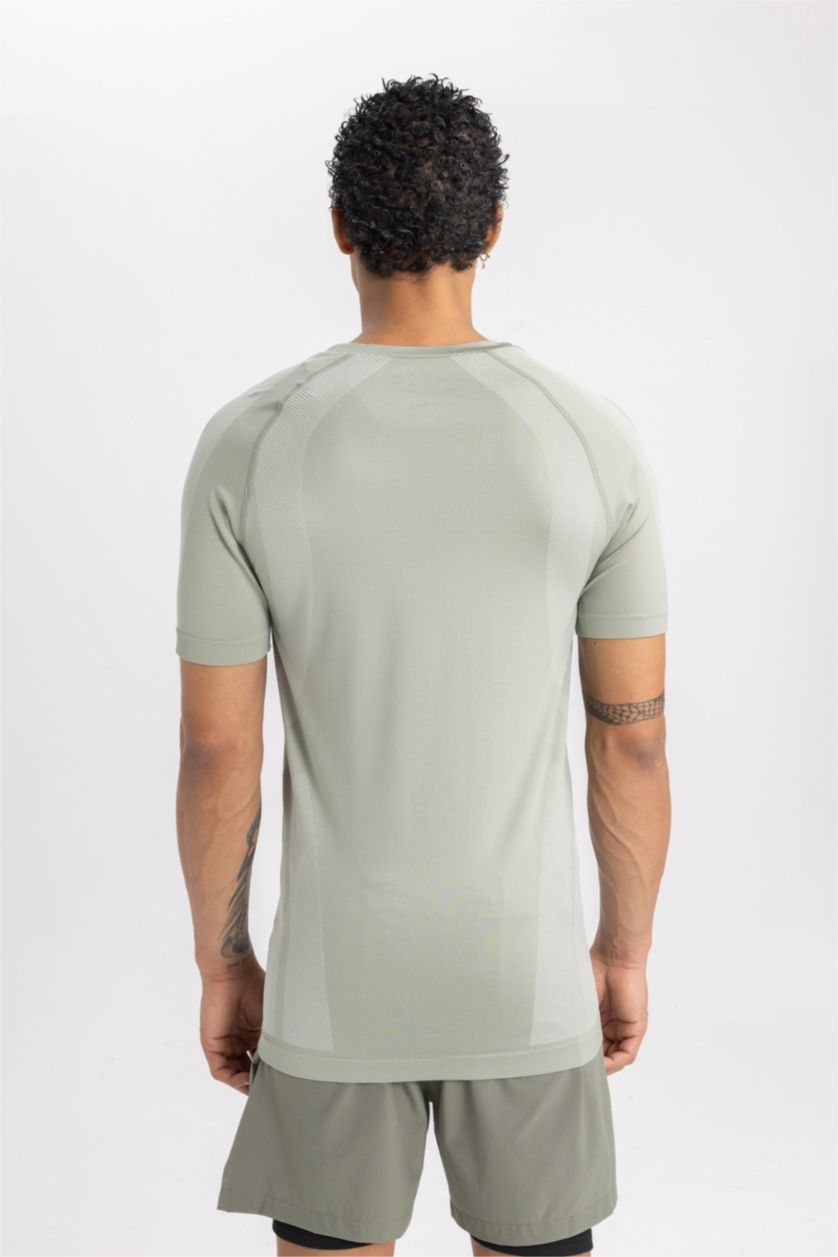 Man Green DeFactoFit Slim Fit Crew Neck T-Shirt